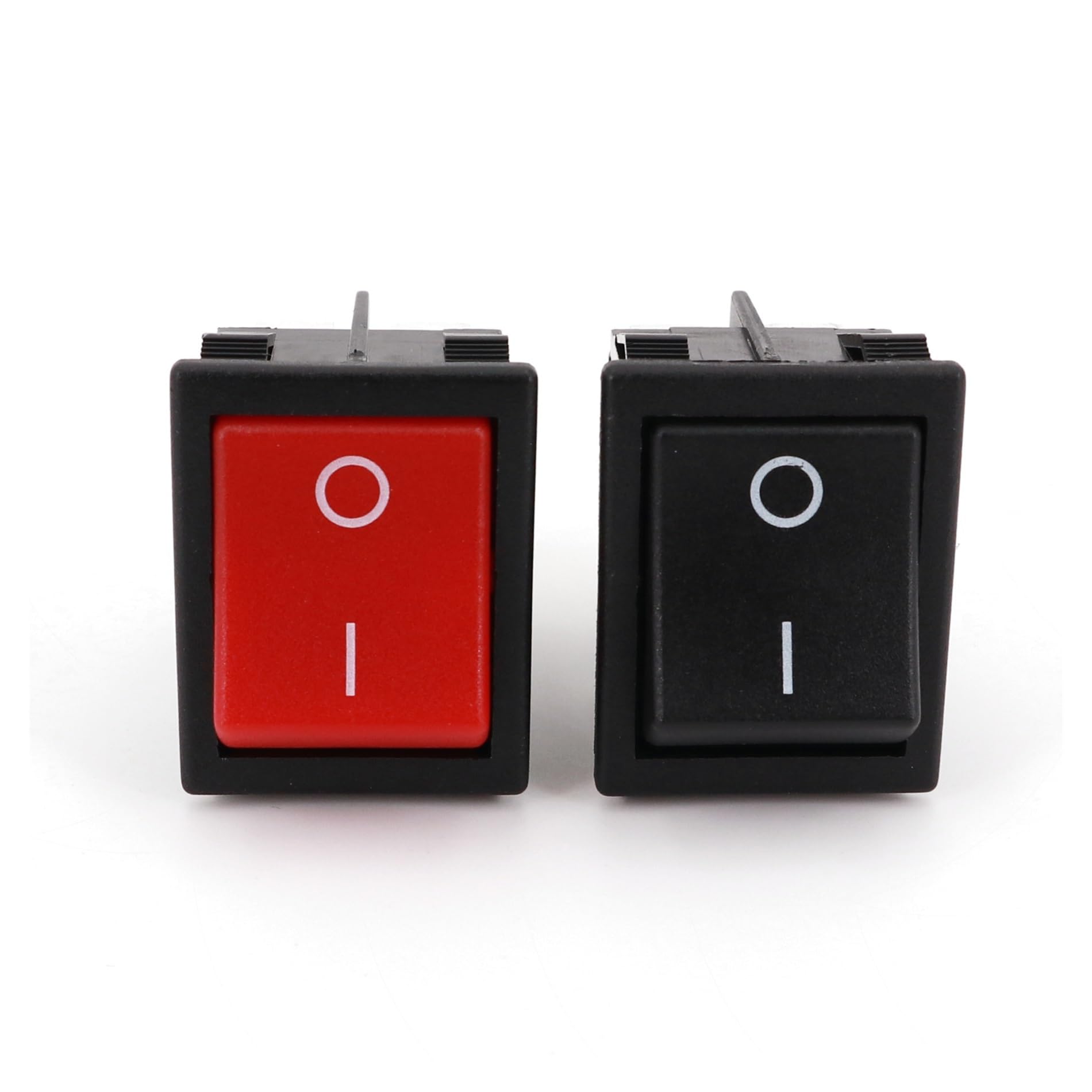 5 Stück R-Serie 32 x 25 mm (ohne Licht), 4-poliger ON-OFF-Hochstrom-20-A-DPST-Wippschalter(5Pcs Red)