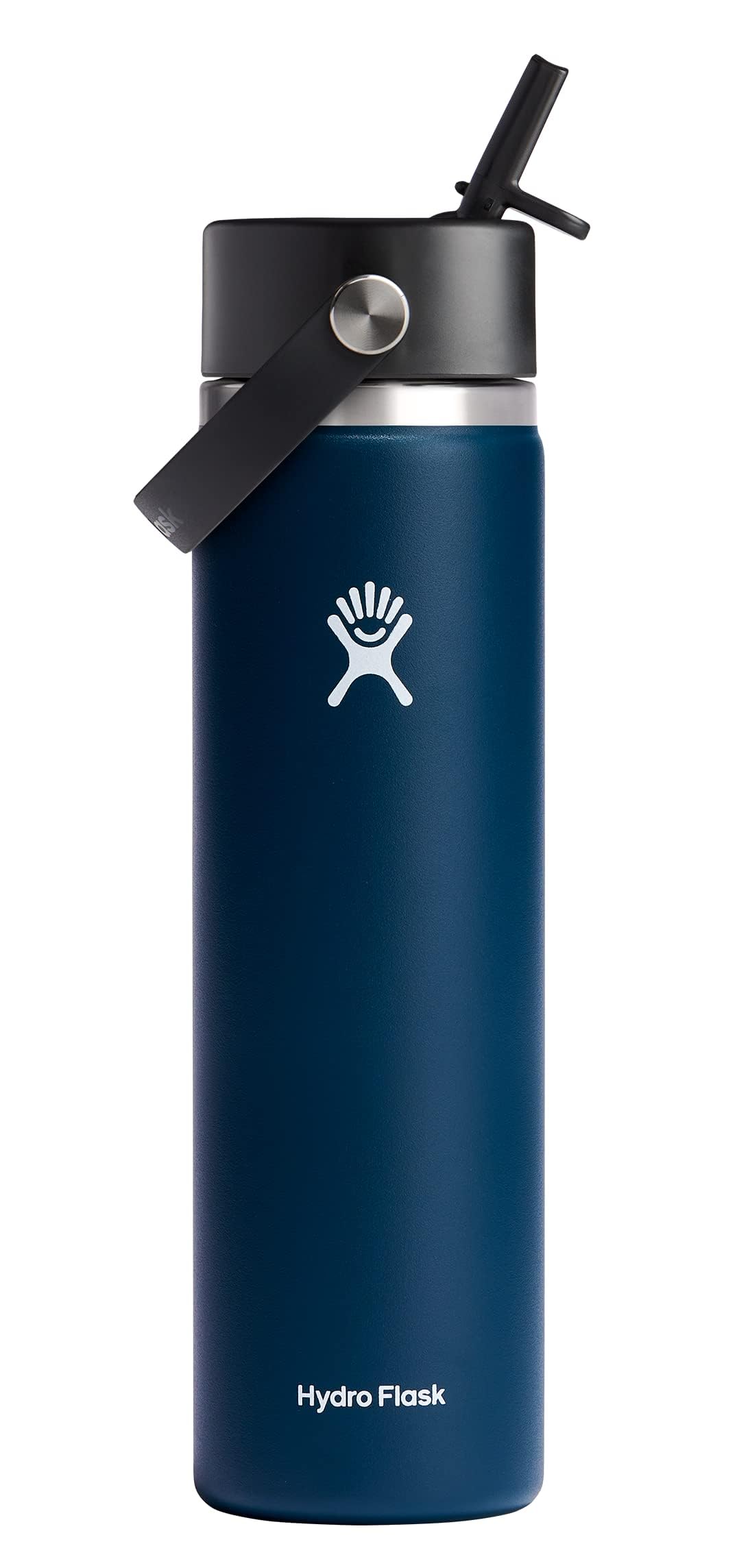 Hydro Flask Water Bottle - Insulated Stainless Steel - Wide Straw Lid, Non Spill, Leakproof in 24 Oz Indigo Blue