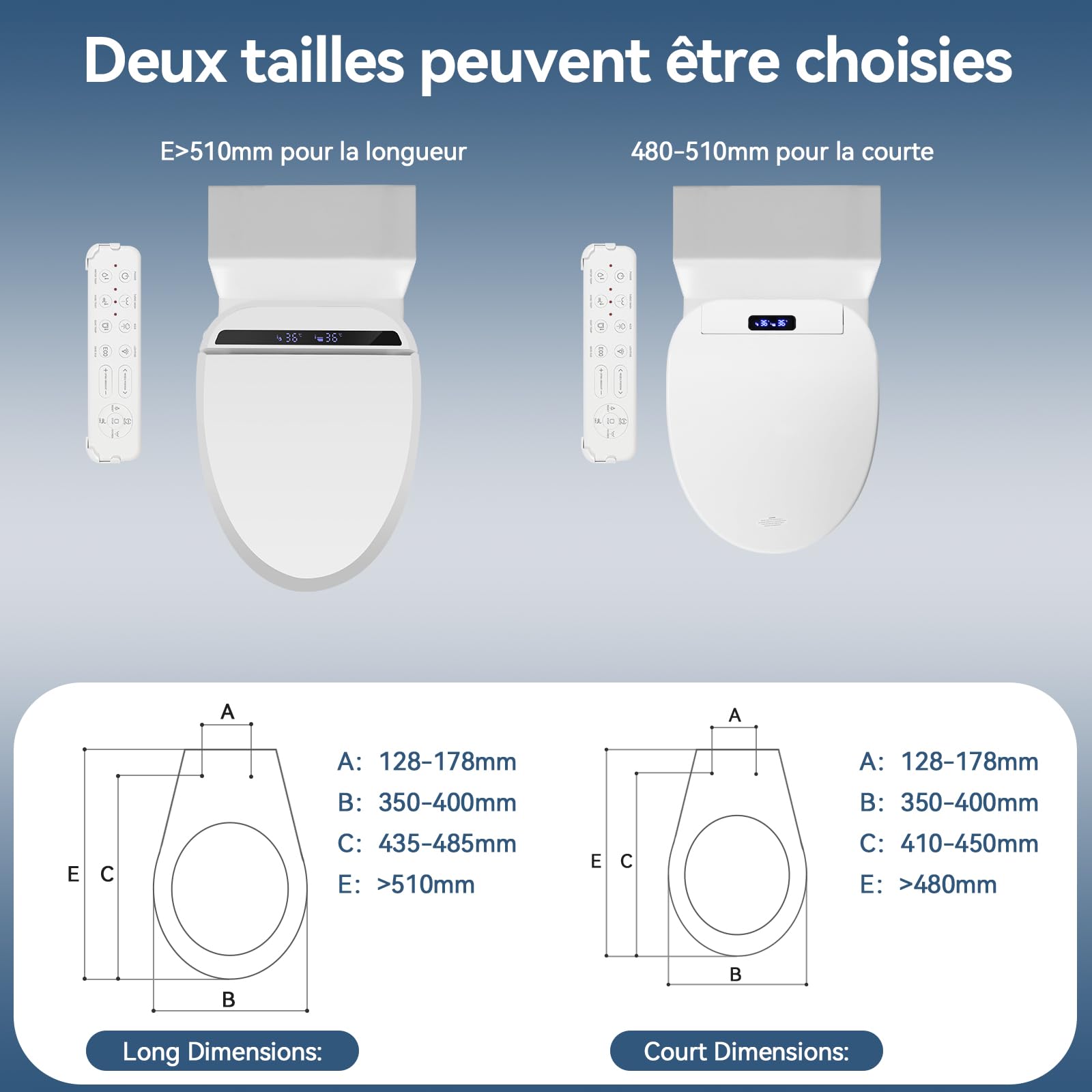 YOURLITE Siège de Toilette Intelligent,Abattant WC Japonais électrique,Siège Toilette Japonaise,Bidet Chauffant avec Buse,Frein de Chute,Séchage,Veilleuse,Télécommande,Forme V,Blanc
