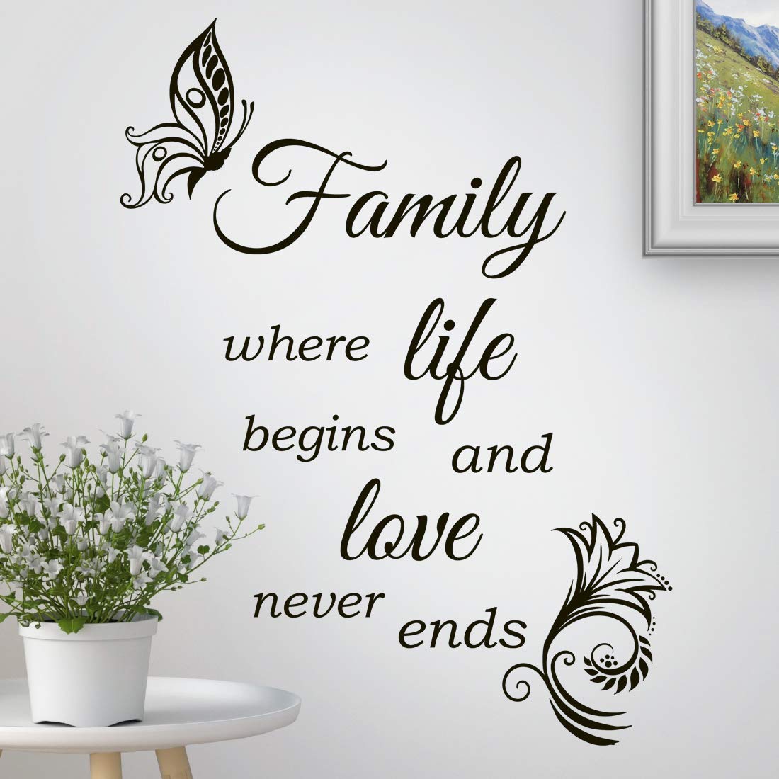 Wall4stickers Black Family Quote Wall Sticker Art Stickers Quotes Tree Vinyl Bedroom Living Room Decal Decor Kitchen Home Love Word Hallway Walls Mural Removable Decals Inspirational Transfers Picture Decoration