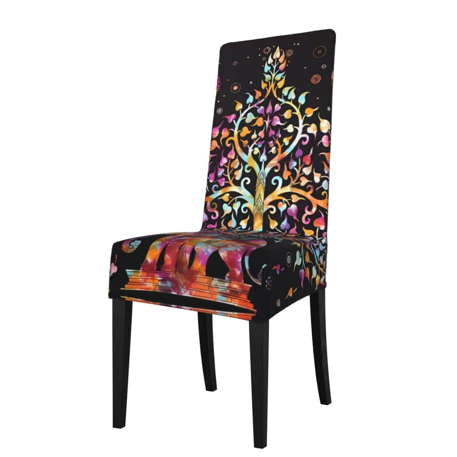 YYHWHJDE Elephant and Tree of Life Prints Protection Cover for Dining Chair – Stretchable Slipcovers for a Refreshing Dining Room Makeover
