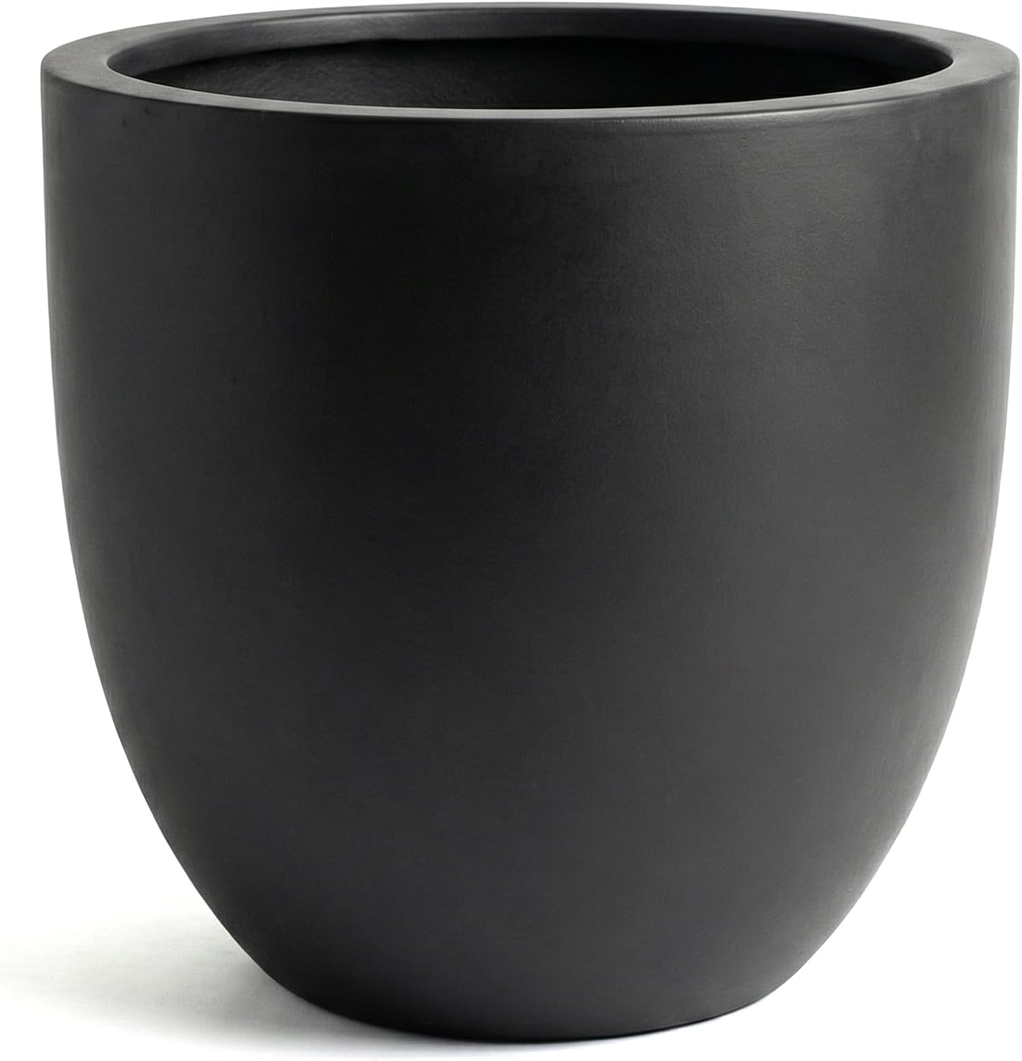 DTY Mount Yale 15.7" D x 15" H (Pot Opening 12.2") Fiberstone Planter with Drainage Hole, Weather Resistant for Indoor and Outdoor, 2 Extra Coco Mats - Black, Medium
