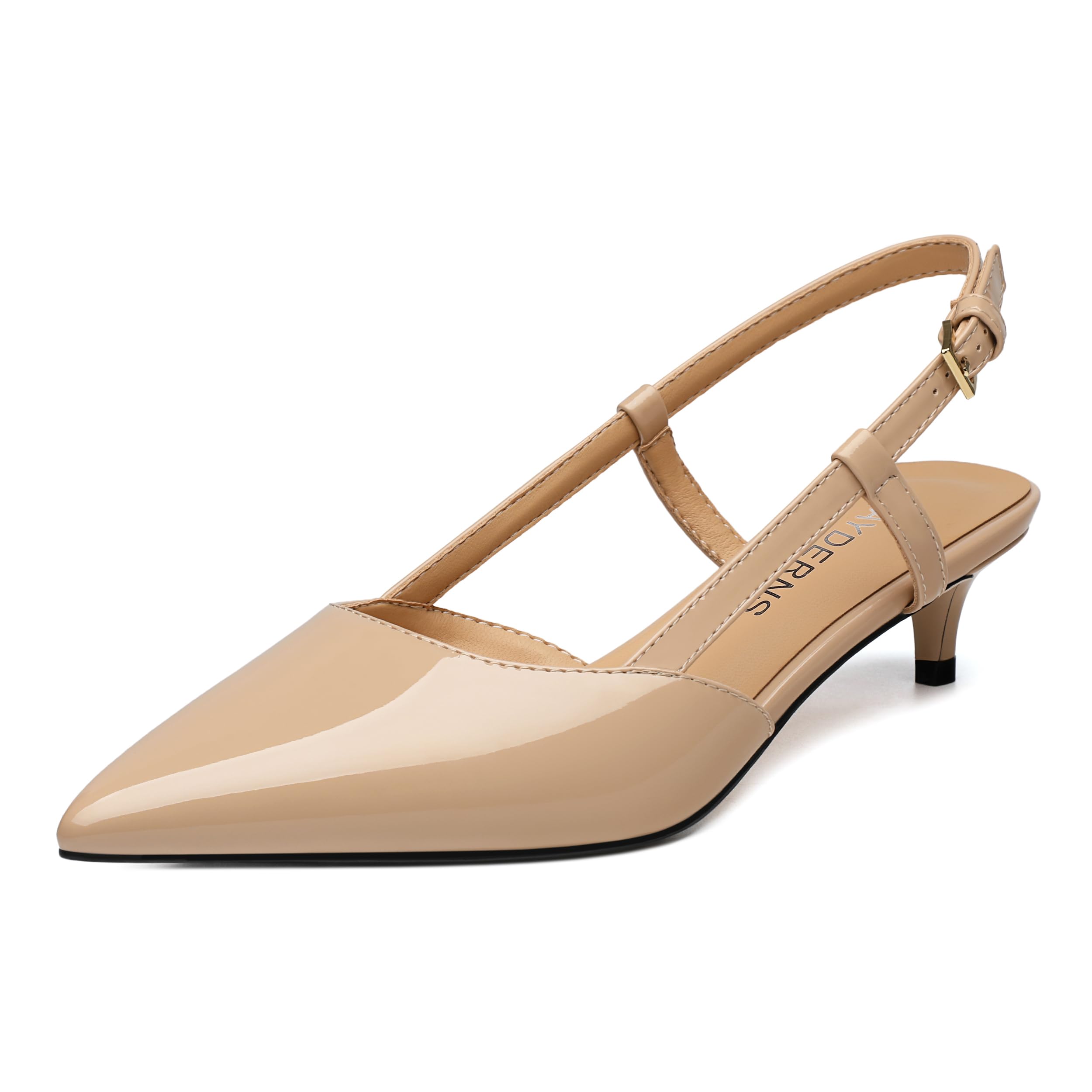 Women's Kitten Heels Slingback Pumps Pointed Closed Toe Comfortable Low Heels Strap Elegant Dress Shoes for Wedding Office Prom Party 1.5 Inch