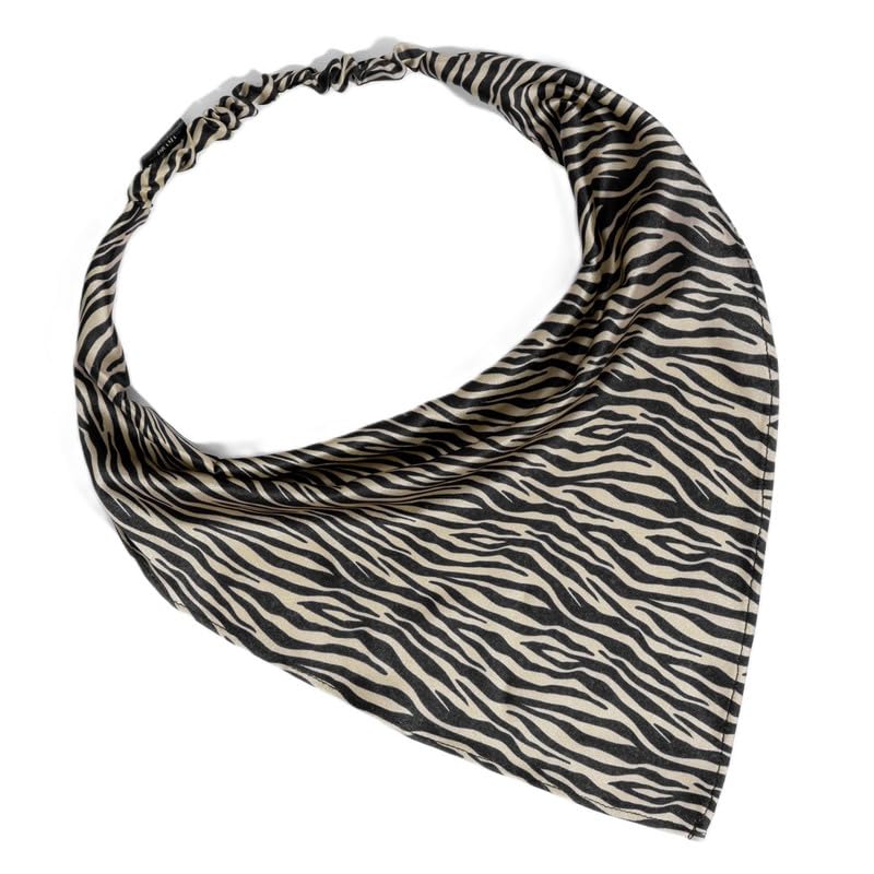 Image of Hair Drama Co. Elastic Bandana Head Scarf for Women | Silk Satin Head Wrap Bandana Scarves | Boho Style Statement Headband Stylish Design | All Day Wear Scarves | Hair Scarf Accessories