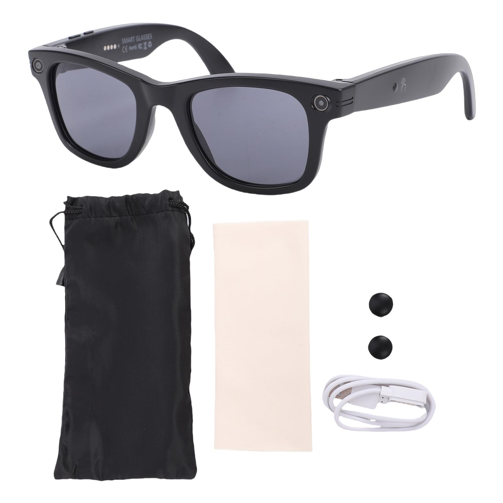Jectse Lunettes Intelligentes AI, Lunettes Bluetooth avec Caméra HD avec Prise en Charge ChatGPT pour L'enregistrement de Voyage à Vélo en Plein Air, Vidéo 720P 2 Heures de Lecture