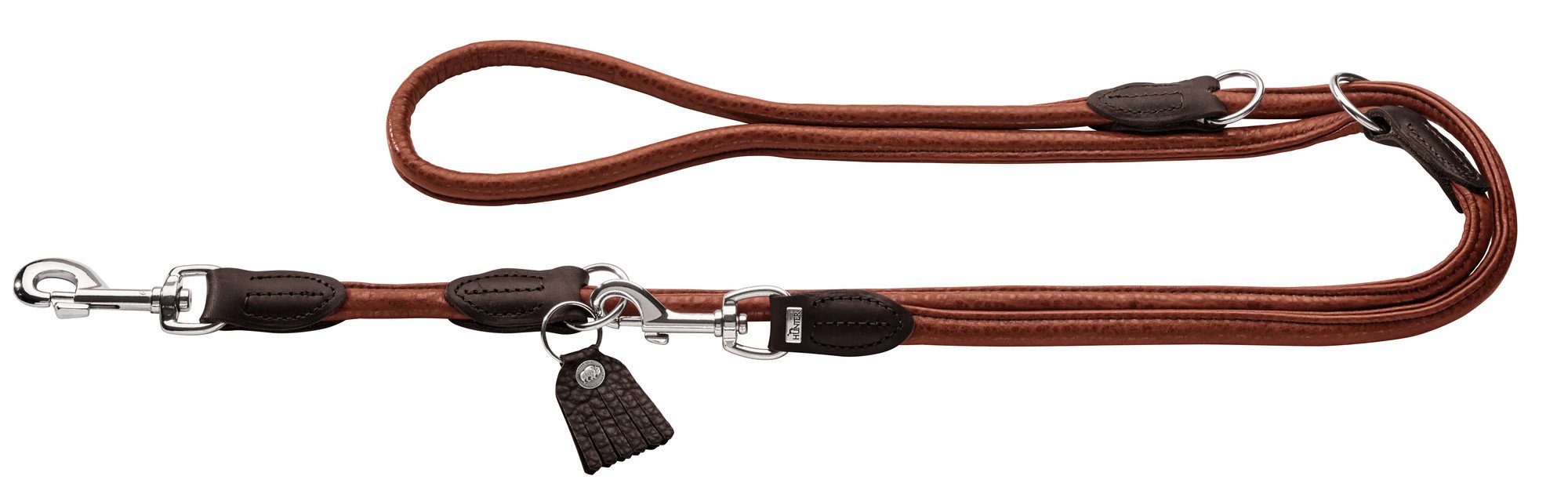 HUNTERRound and Soft 10/200 Bison Leather Training Leash Cody, Medium, Cognac