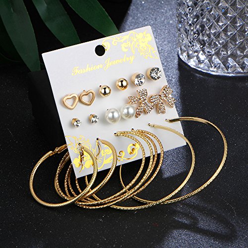 Image of Shining Diva Fashion Stylish Combo Design 6 Pairs Metal Earrings for Women and Girls (F12787er)