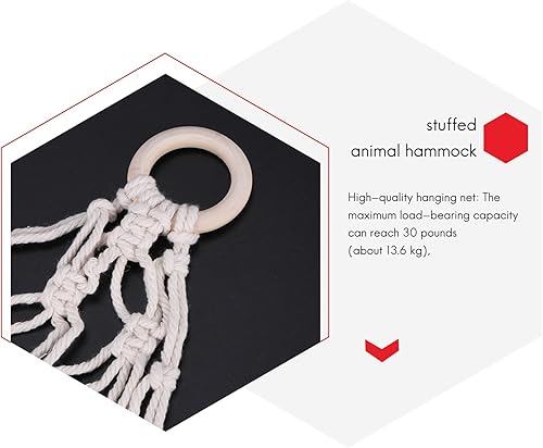 Miniatura 6 de Synpinya Hamaca de juguete bohemia con red de almacenamiento de animales de peluche, hamaca de oso de peluche que da a niños o niñas el mejor regalo