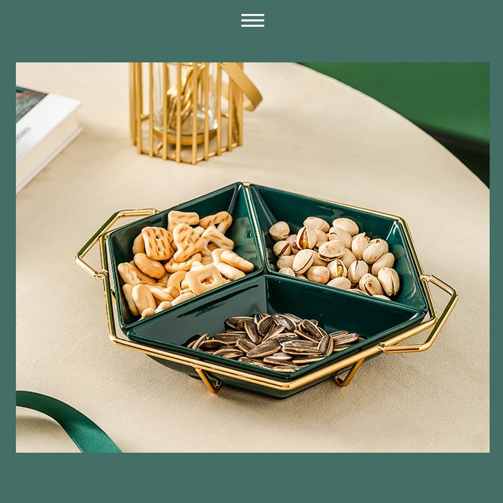 Naczynia do serwowania przekąsek Domowy talerz ceramiczny w kształcie rombu z trzema siatkami i półką Talerz na przekąski na owoce Nowoczesna restauracja Przekąska Cukierki Talerz na suszone owoce N
