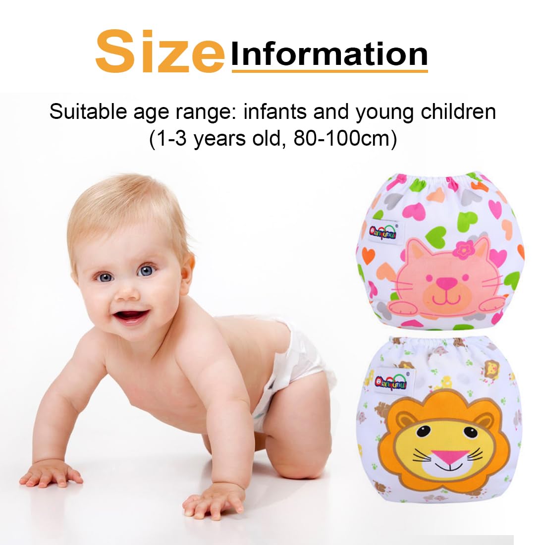 SGERUFZ 2 pezzo Pannolini Lavabili, Riutilizzabile Pannolini da Nuoto, Costume Pannolino Lavabili, Impermeabile Pannolino Piscina (0-3 Anni)