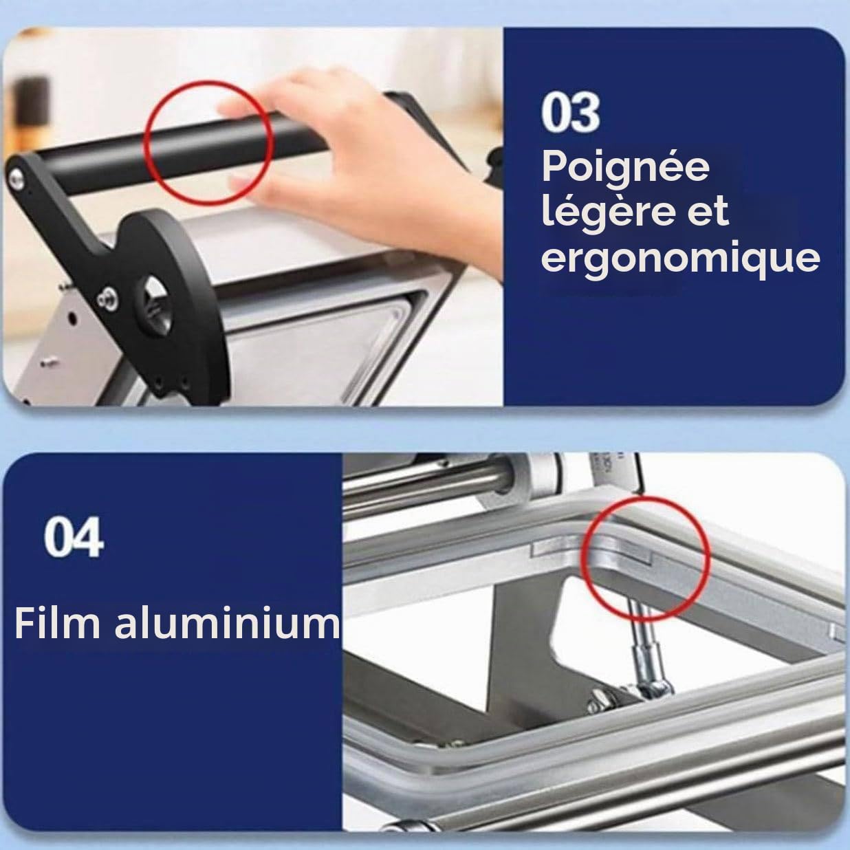 WEIMILOR Machine à sceller Les barquettes de Viande Manuelle et Commerciale - Presse Manuelle Portable pour boîtes à emporter, Compatible avec Les barquettes de 200 x 140 x 80 mm