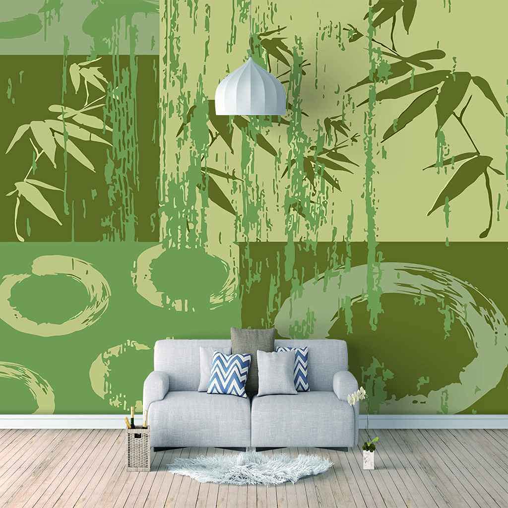Papier peint 3D plante verte autocollant pour agrandir une pièce et masquer les défauts du mur