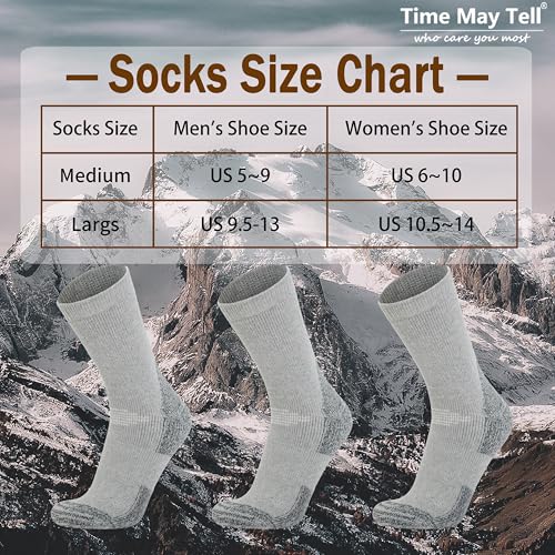 Image of Time May Tell Mens and Womens Merino Wool Hiking Cushioning Socks For Outdoor Wool-Socks-For-Men 3 Pack
