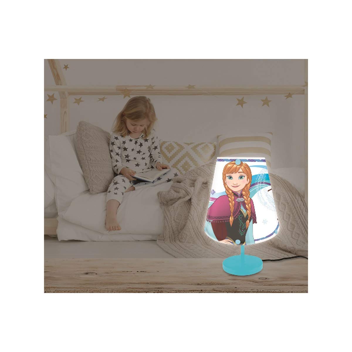 Lexibook Lampe de Chevet Frozen, Lumière Douce avec Abat-Jour Chambre Enfants, Décoration Lumineuse Couleur Ados Frozen Super-Héros - LTP010FZ