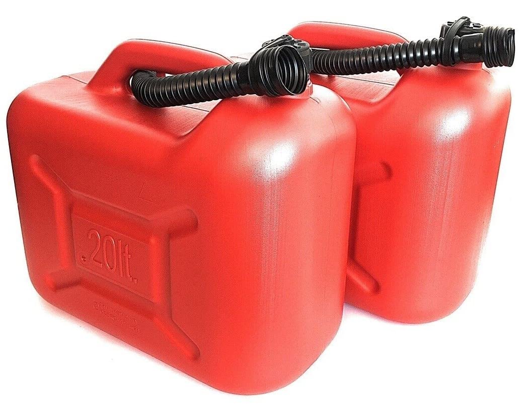 4 x Kanister 20L Kunststoff ROT ECO Reservekanister Benzinkanister Dieselkanister ÖlKanister -K&B Vertrieb- Kraftstoffkanister inkl. Ausgießrohr UN-Zulassung 1004