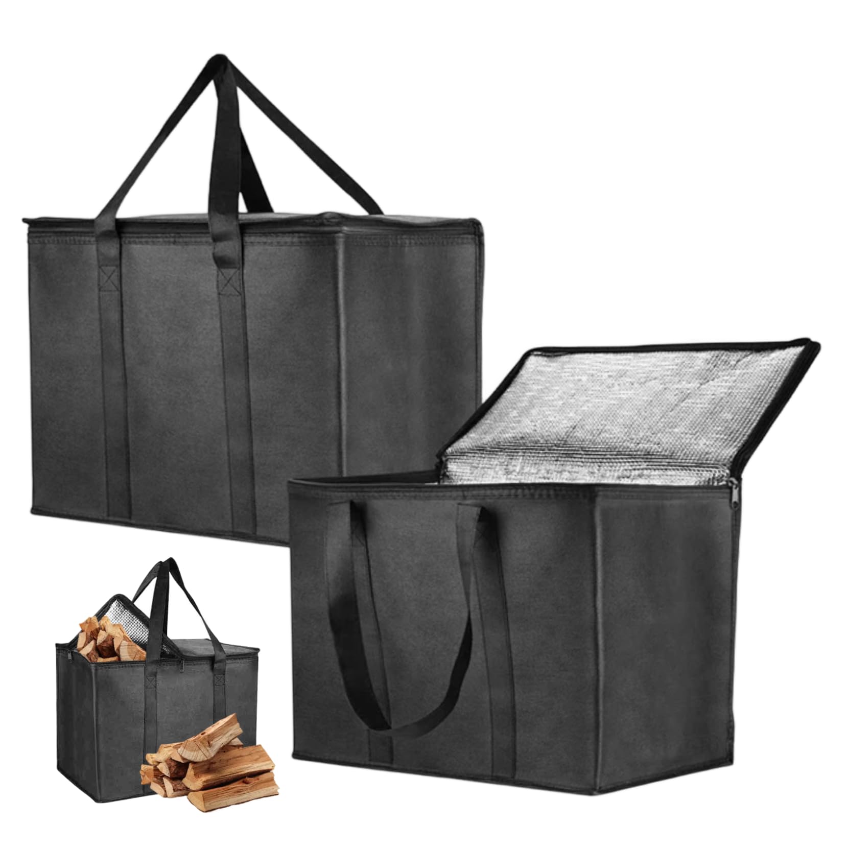 Sac de rangement à granulés en bois 2pcs étanche avec poignée pour barbecue