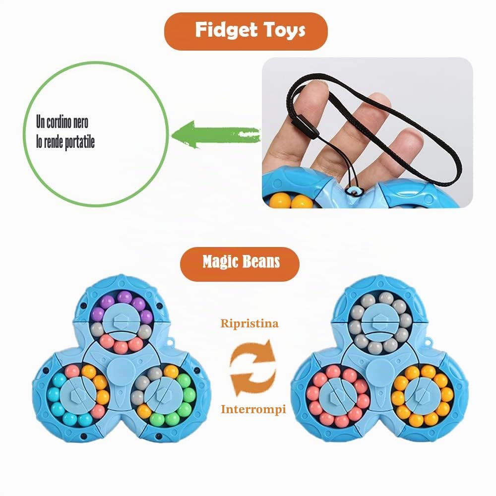 Set 2 in 1 Magic Bean-gioco di abilità-IQ Game-cubo magico-Alleviare lo stress-Regali di Natale per ragazzi e ragazze-regali per feste di compleanno,per feste di famiglia (Blu+Blu)