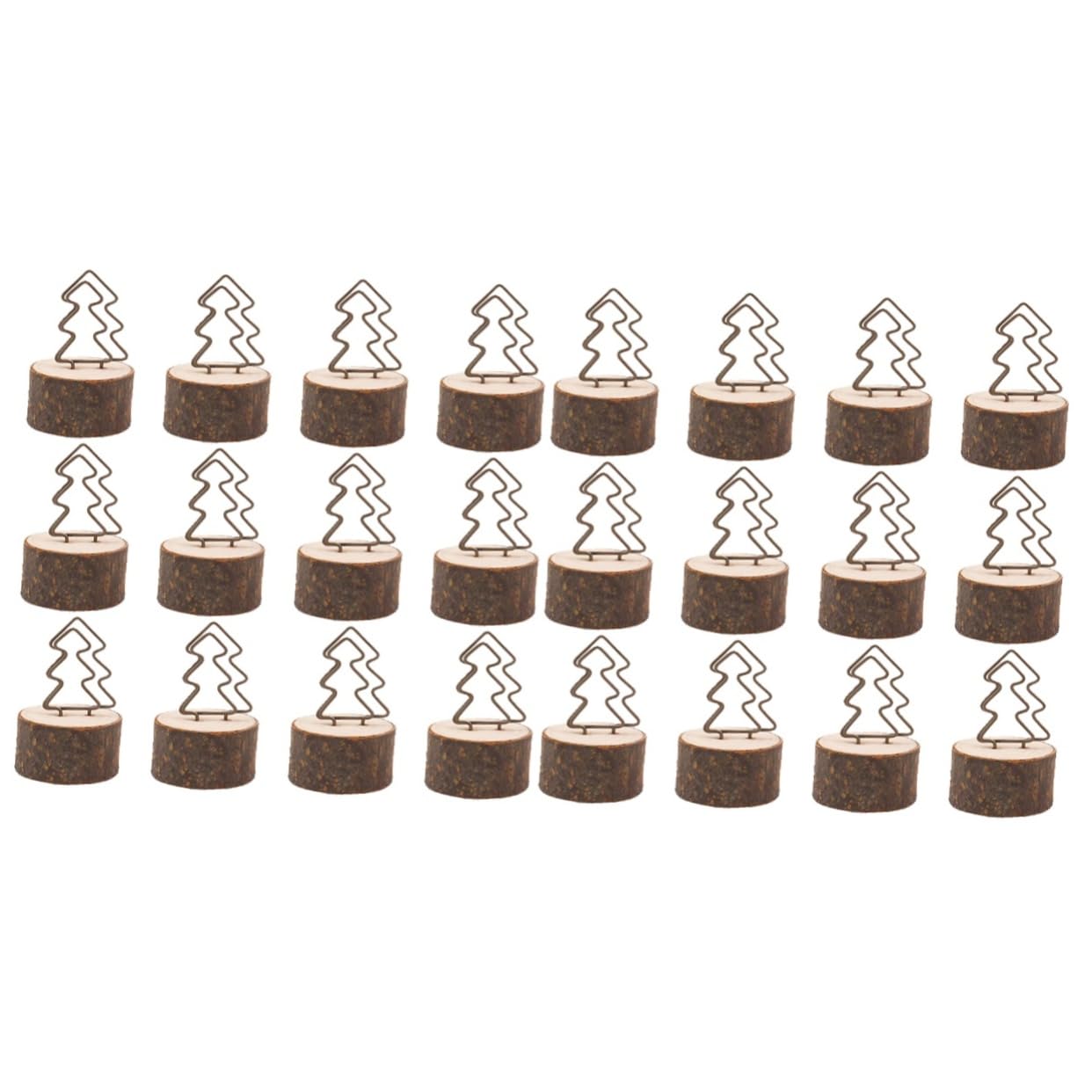 SHOWERORO 24pezzi Clip Legno Retro Forma Di Albero Con Base Per Foto e Memo Supporti Per Matrimoni Feste e Decorazioni Per Ufficio