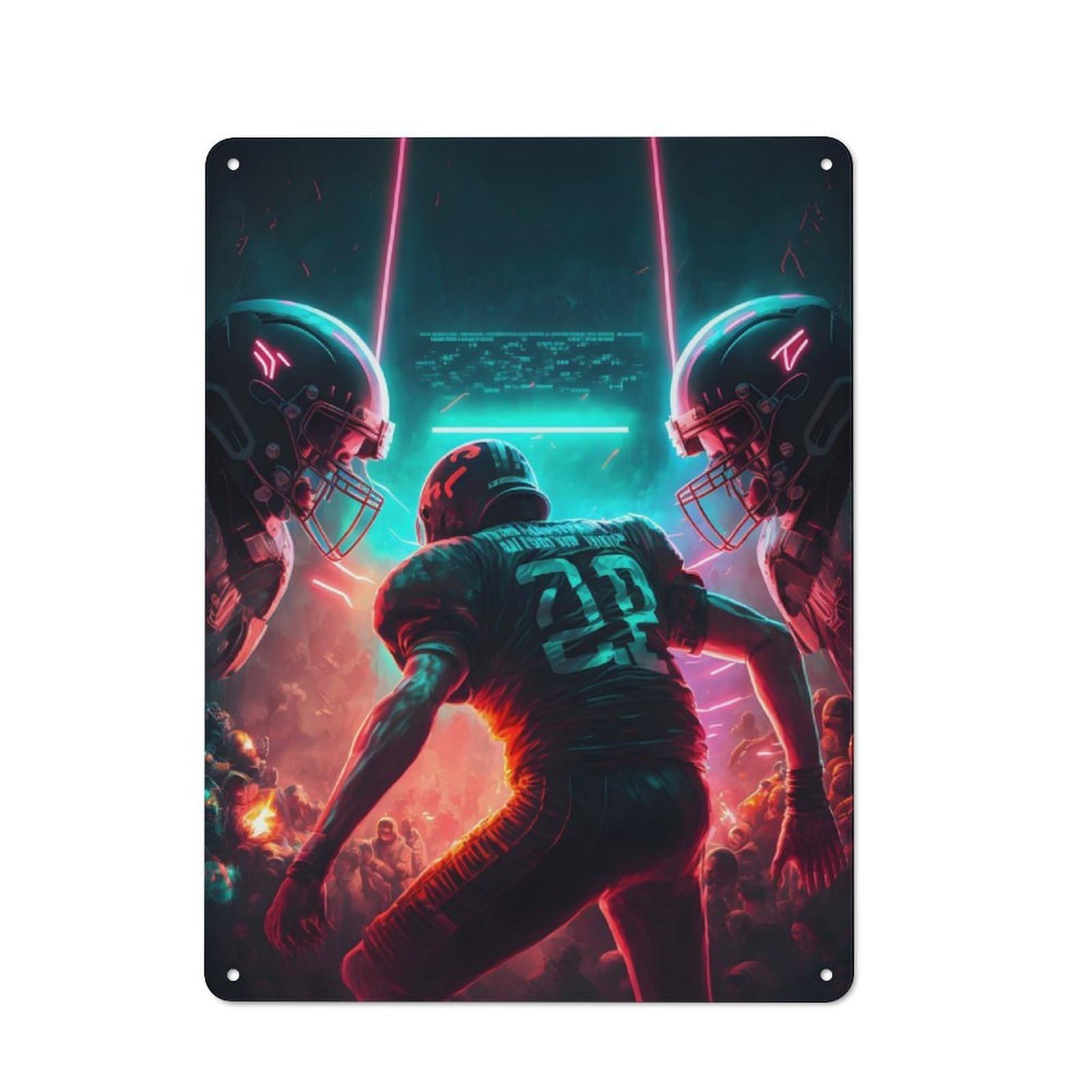 Nostalgic Decorative Tin Plaque 40x30cm Featuring Glowing Football, Classic Pub Decor for Cafe, Pub, Workshop Or Home Bar