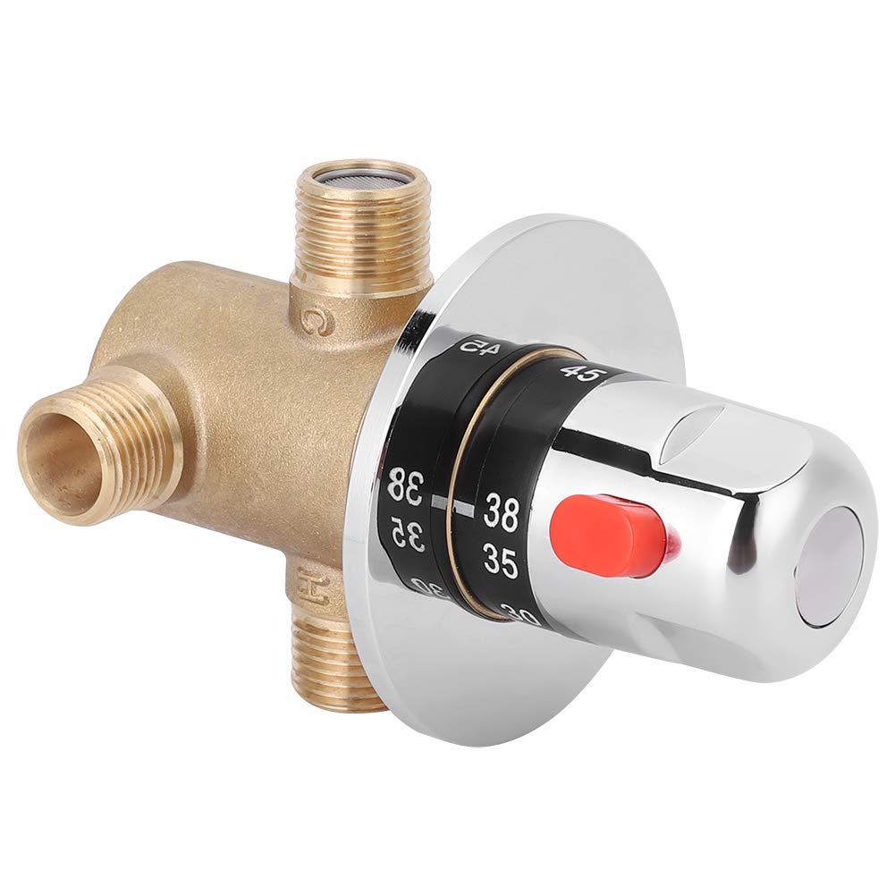 Yinhing Valvola di Miscelazione, Valvola di Miscelazione Termostatica con Insenatura Non di Ritorno G1/2 Pollici a 3 Vie per Bagno, Bagno, Lavaggio