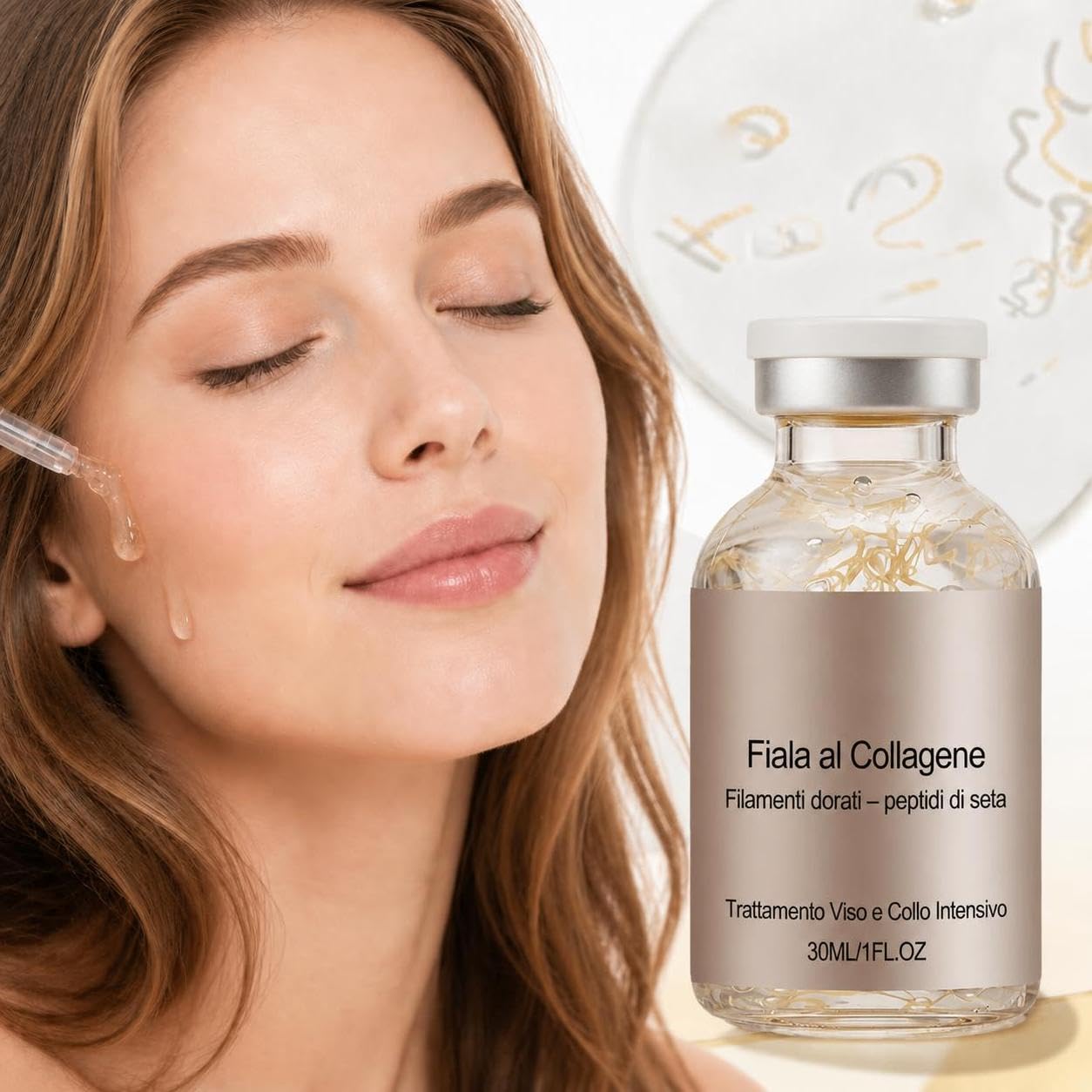 Fiala al Collagene - Effetto Lifting Dalla Prima Applicazione, Siero Viso Antirughe Con Acido Ialuronico E Collagene, Attenua Le Rughe, Idrata In Profondità (3 bottiglie)