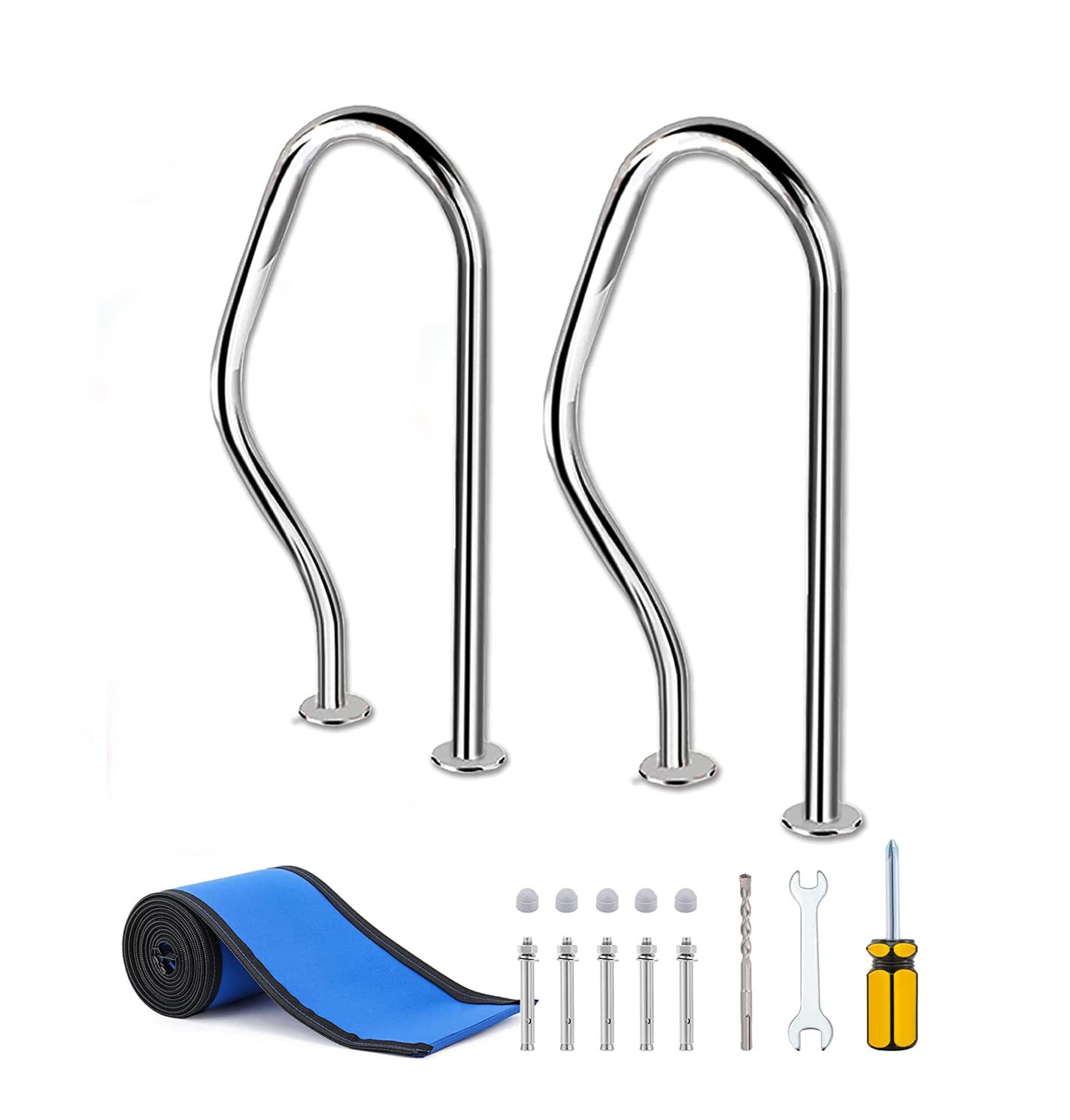 MSHGSKU Pool Handrail - Braced Easy Mount Grab Rail with Self-Taping Screws for Garden and Backyard Pools