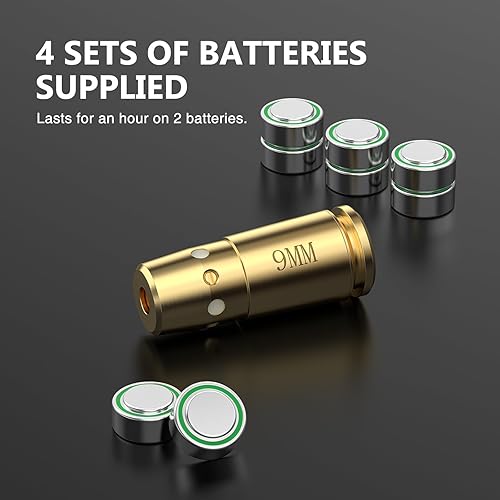 Vista 6 de EZshoot Bore Sight Láser 9mm/ 223 5.56mm/ 30-06/25-06/270 /300BLK 7.62x35mm/ 6.5CM/ 12 Calibre de Calibre Rojo Láser Boresighter con Baterías Extras