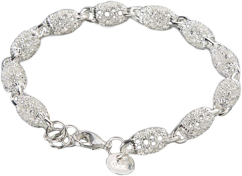 Aland Women's Silver Plated Hollow Chain Bracelet Charm Wrist Bangle Clasp Gift