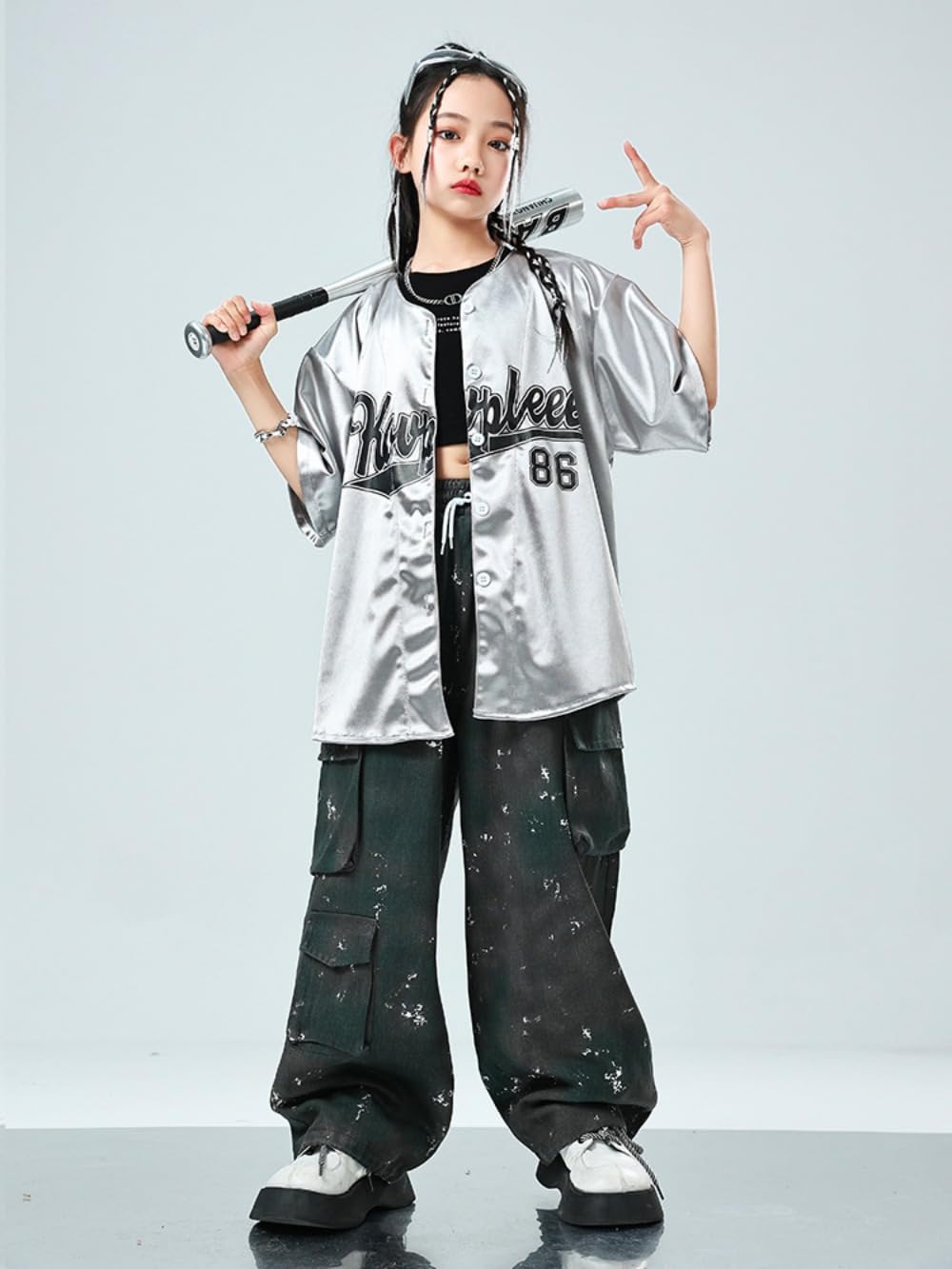 Amazon.co.jp: シルバー きらきら 半袖 キッズダンス衣装 ジャケット
