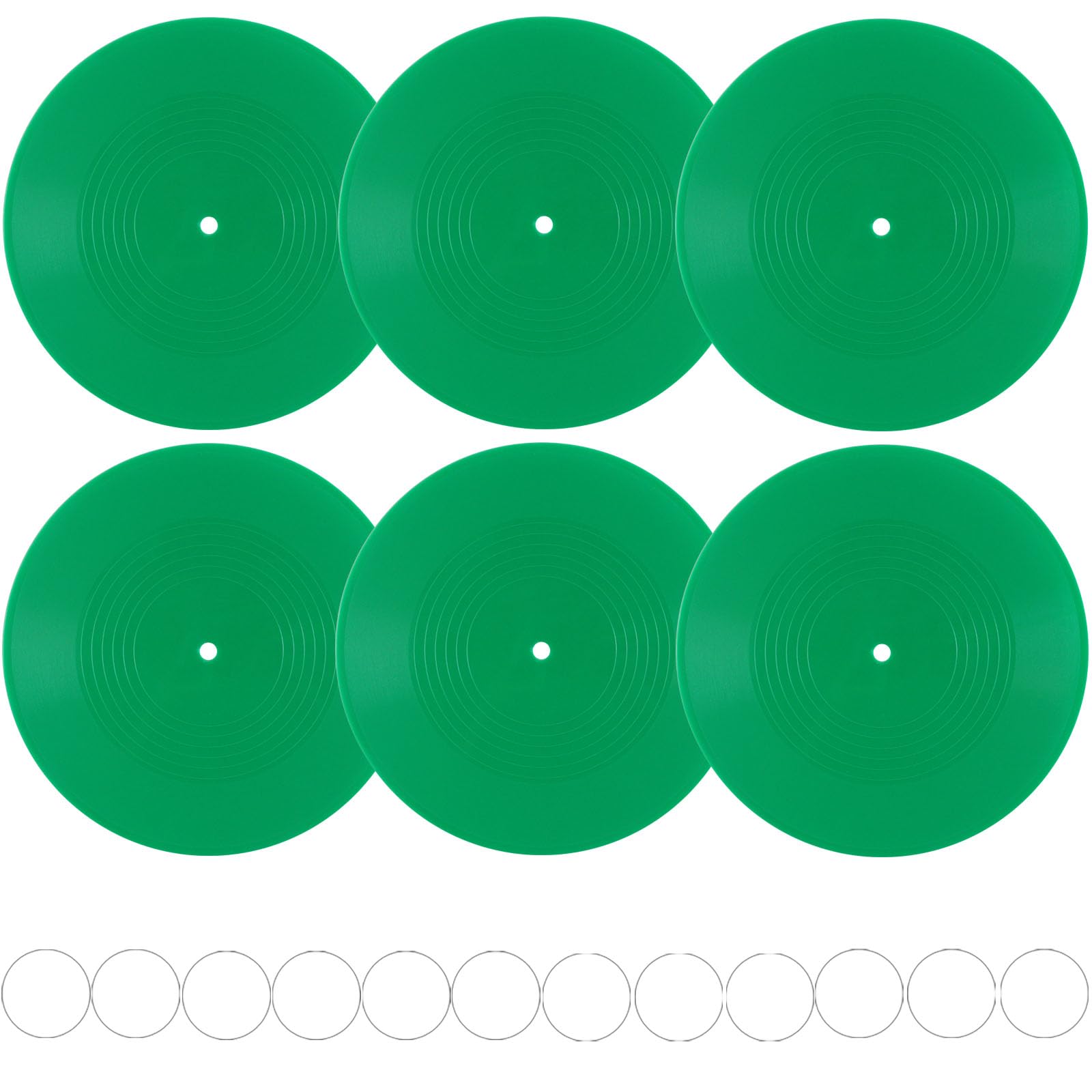 FACHPINT 6pcs Green Records for Wall Aesthetic 12 Inch Vinyl Records Decor, Blank Vinyl Records for Graffiti, Fake Records Props, Record Wall Decor