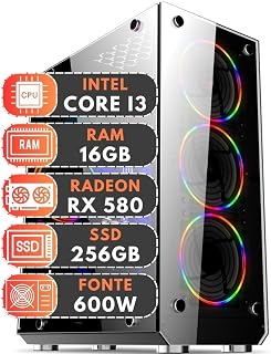 PC Gamer Intel Core i3 10ª Geração 16GB RAM Radeon RX 580 8GB SSD 256GB 600W 3green Extreme 3E-025