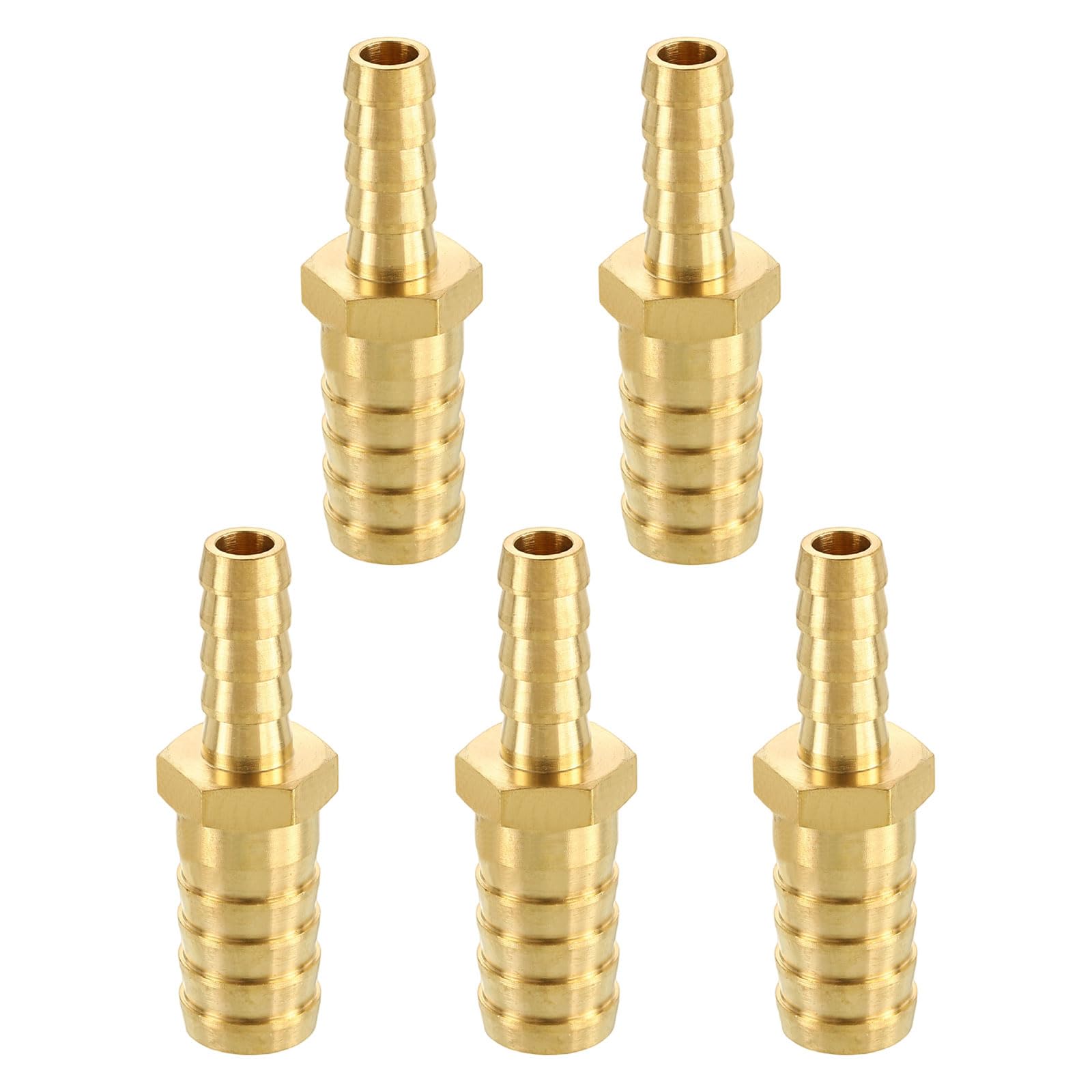 METALLIXITY 5Pcs Brass Hose Barb to Adapter 1/2"(15mm) Barb x 5/16"(8mm) for Automotive, Motorcycle, Marine, Truck, RV Fuel Systems — image 1