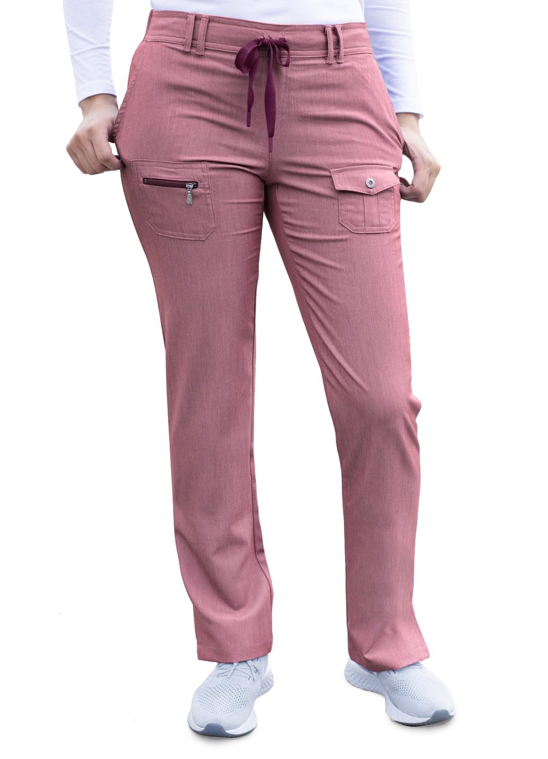 Adar Pro Heather Scrubs for Women - Slim Fit Tapered Scrub Pants - P4100H - Heather Wine - 3X