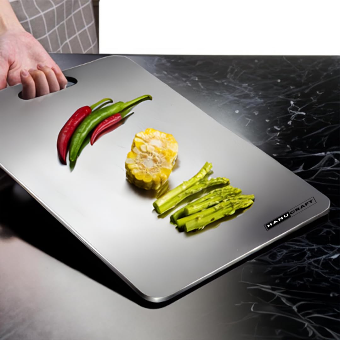 HanuCraft Large Stainless Steel Chopping Cutting Board for Vegetable Fruit Cutter Metal Choping-Board for Kitchen, Big Size Pad Choping Boards Kitchen, 2-Years Warranty (Large/36X25 Cm) (B0D89DC4LC) Amazon Price History, Amazon Price Tracker
