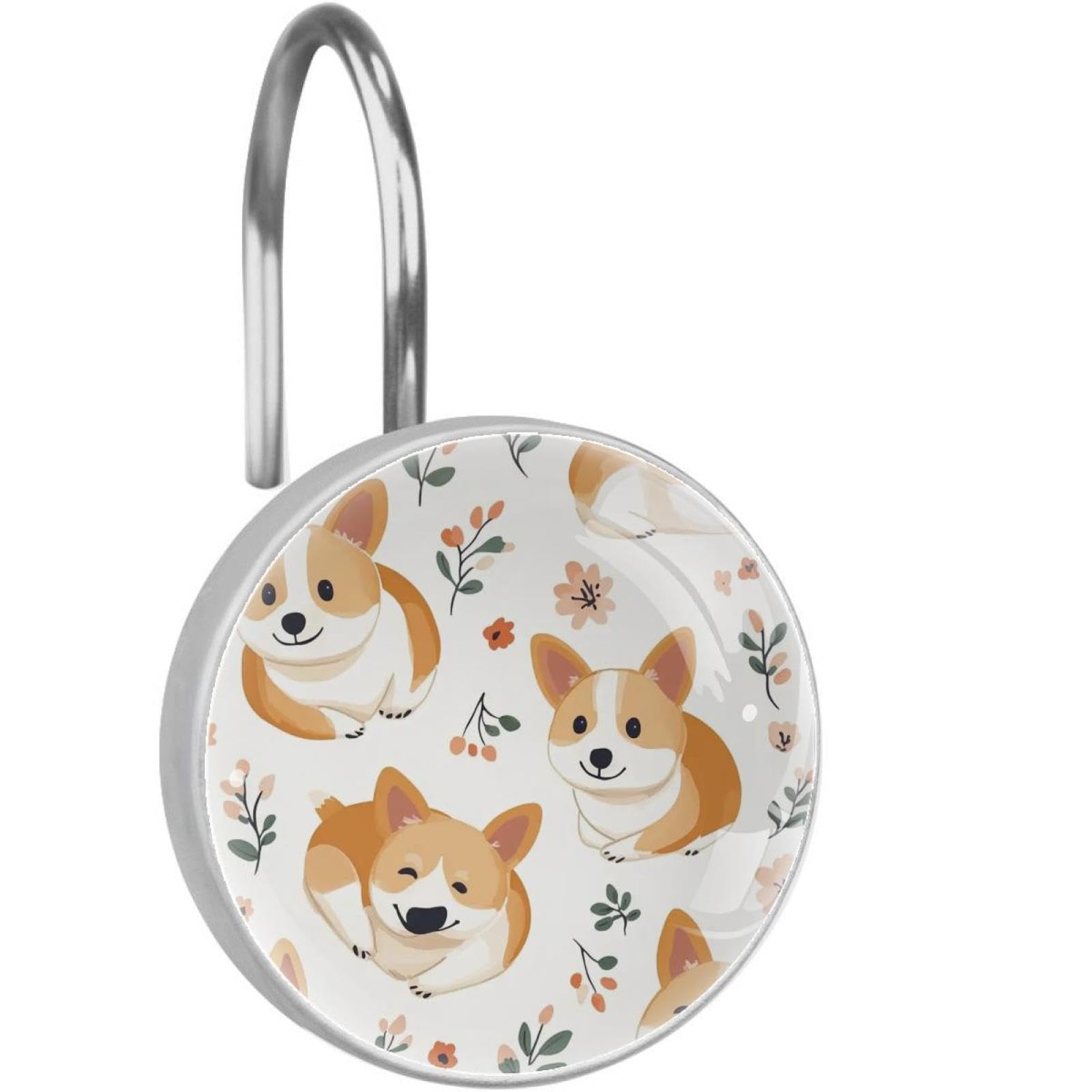 Crochets pour rideau de douche Corgi en verre de cristal (Lot de 12)