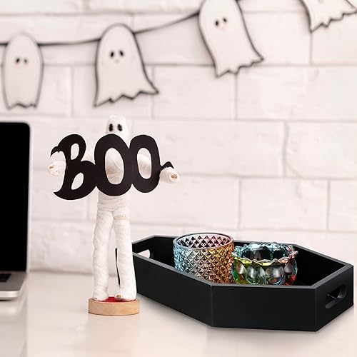 Miniatura 3 de Bandeja de ataúd de madera para Halloween, bandeja de baño de ataúd de madera, espeluznante gótica, decoración del hogar, caja de servir para el