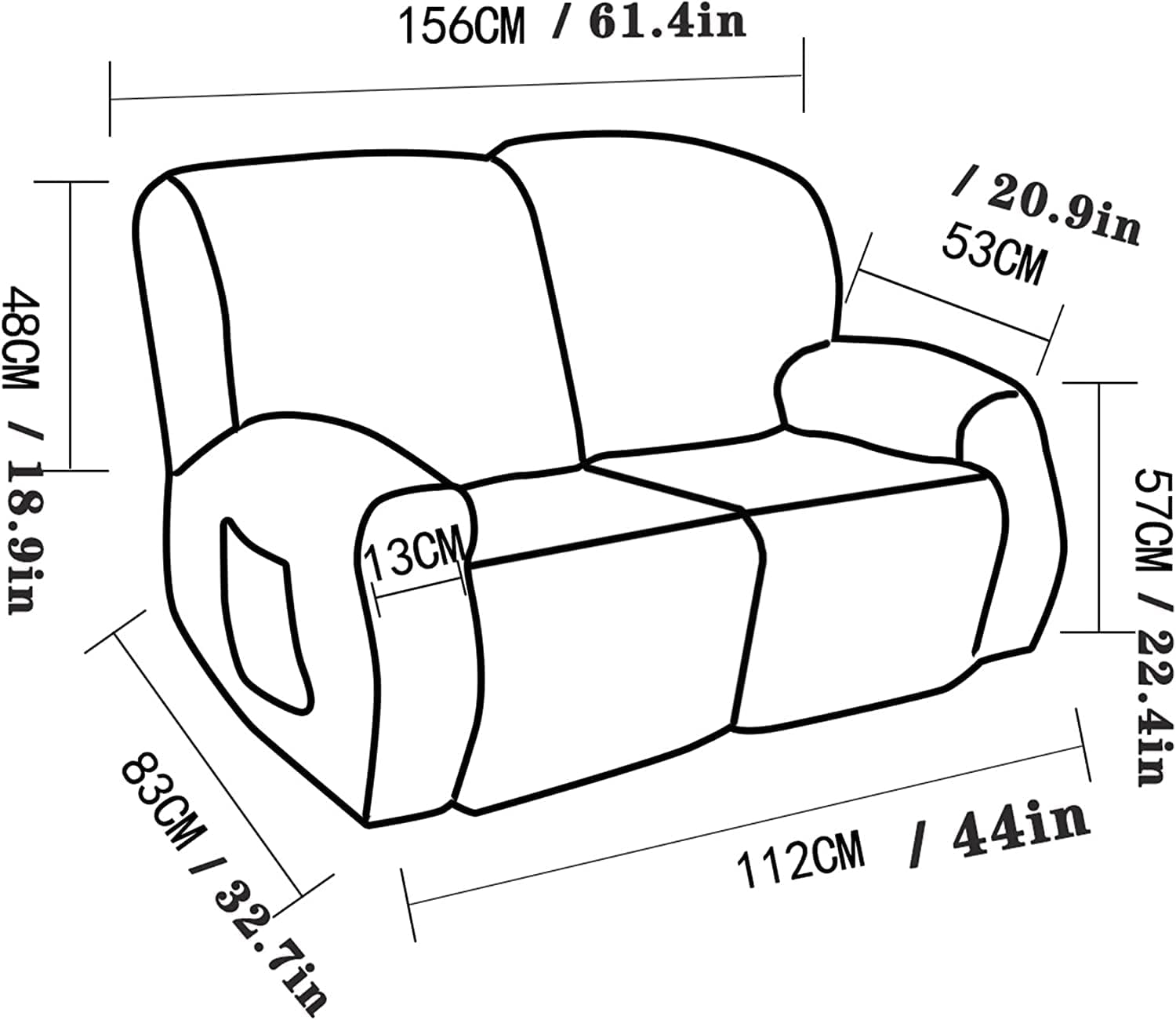 EFELIM Stretch Recliner Sofa Slipcover for 1 2 3 Seat Couch Cover Loveseat Recliner Chair Cover Anti Slip Furniture Protector for Kids, Pet Washable (Black,Loveseat(6 pcs))
