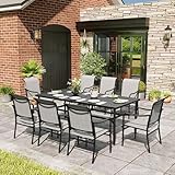 MIXPATIO Patio Table and Chairs, Patio Dining Set, 8 Person 83' Rectangular Outdoor Dining Table and Textilene Chairs, for Garden Lawn Porch Backyard Poolside, Grey