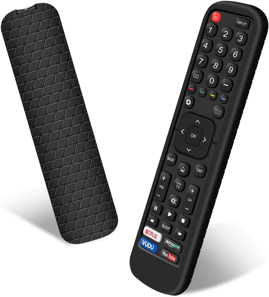 Winceed Silicone Protective Case for Hisense EN2A27 Remote Control, Anti-Slip Battery Back Cover for Hisense EN-2A27 Smart TV Remote Skin Sleeve Protector (Black)