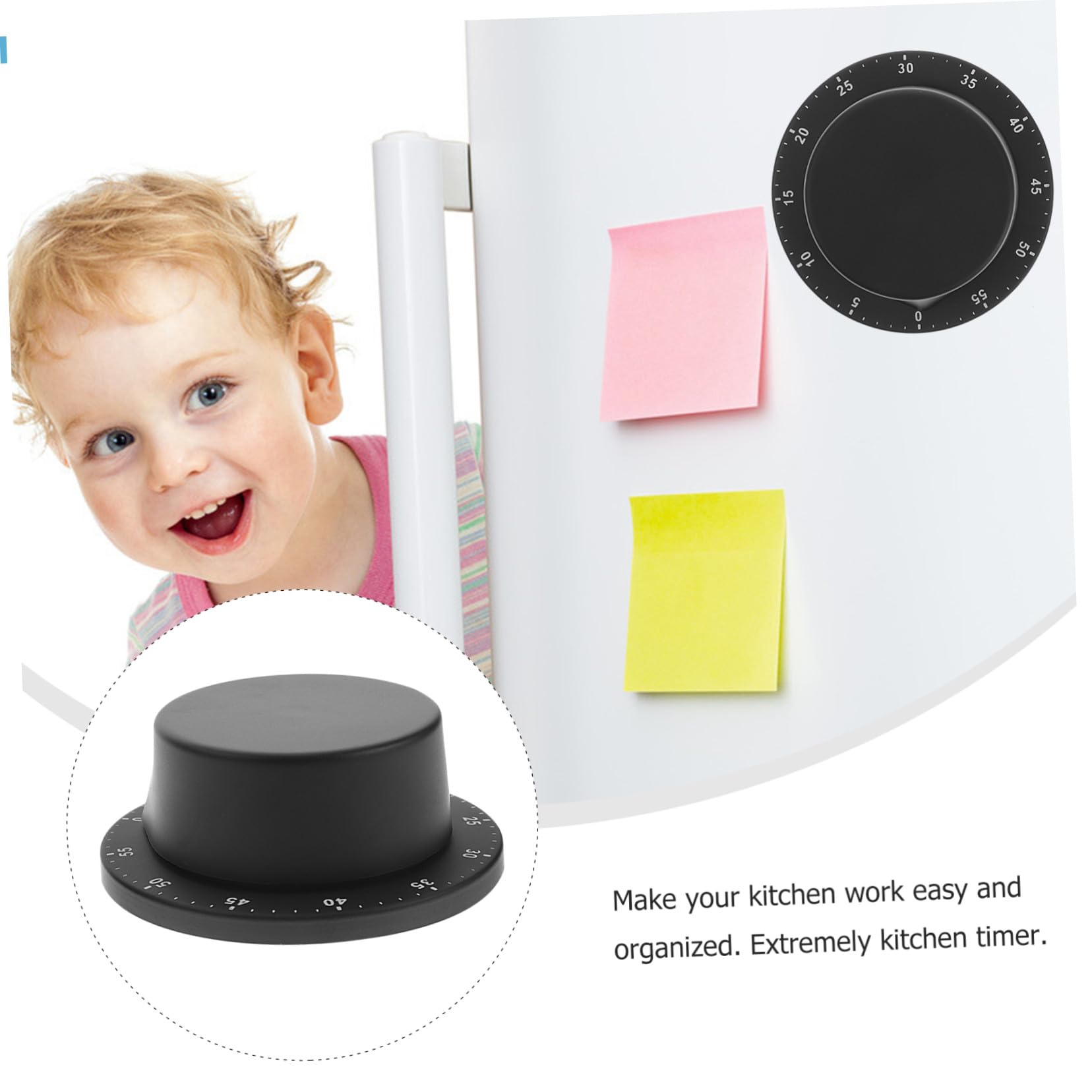 Temporizador Mecánico de Cocina Acero Inoxidable Regresiva con Alarma Fuerte Diseño Negro Resistente al para Hogar y Restaurante