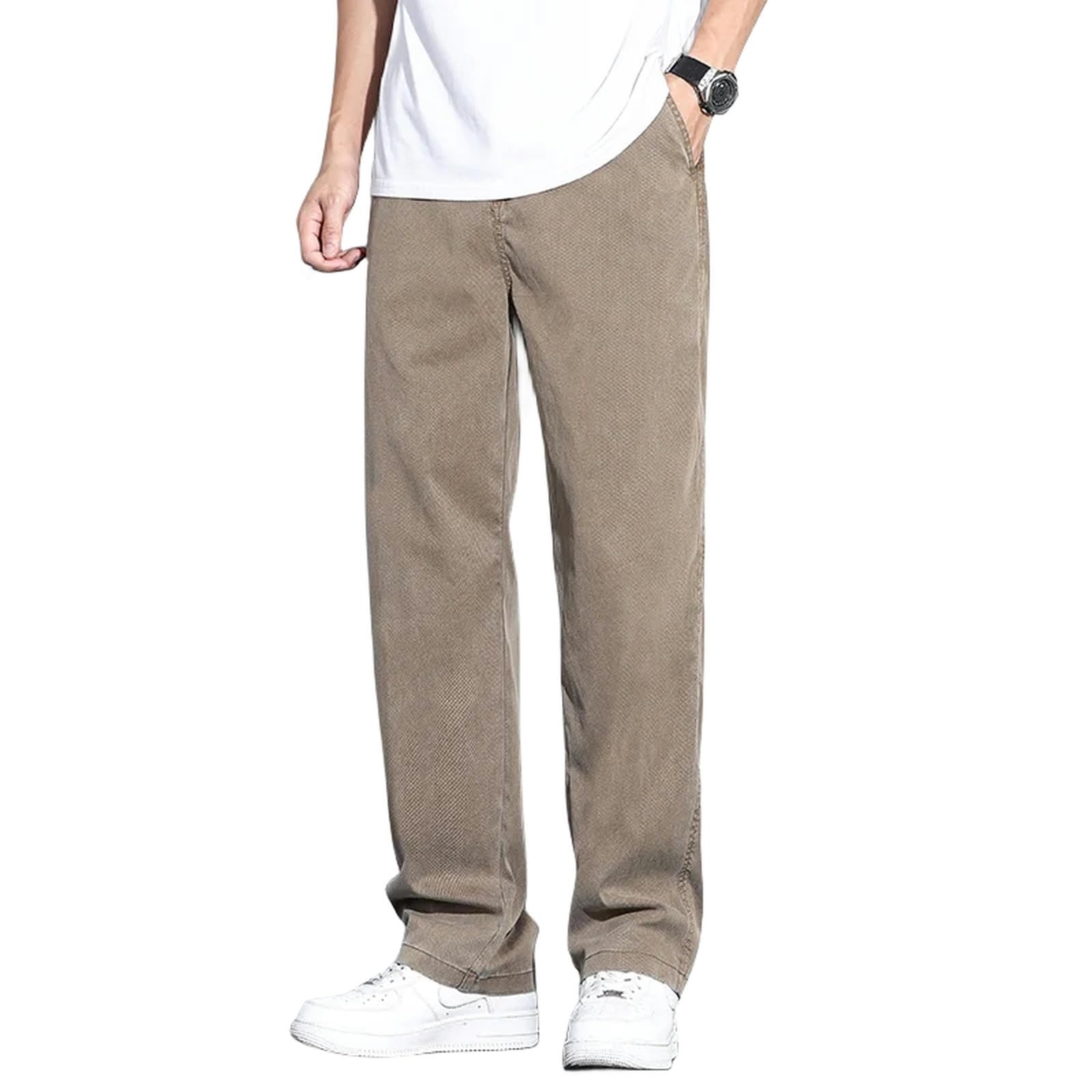 Jeans Uomo Larghi Jeans in Tessuto Lyocell Jeans Elastico in Vita Sciolto Pantaloni di Denim Dritto Maschio Plus Size