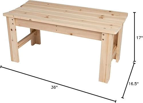 Miniatura 5 de Shine Company Banco de jardín de madera para exteriores sin espalda, 3 pies, natural
