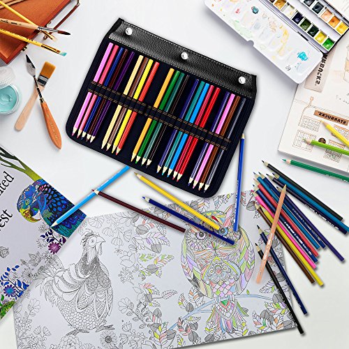 YOUSHARES 54 Slots Pencil Sleeve - Standard 3 Ring Binder Designed Pencil Page Compatible with 216 Slots Pencil Case for Watercolor Pencil, Gel Pen & Cosmetic Brush (Black) by YOUSHARES - Used condition - Image 6