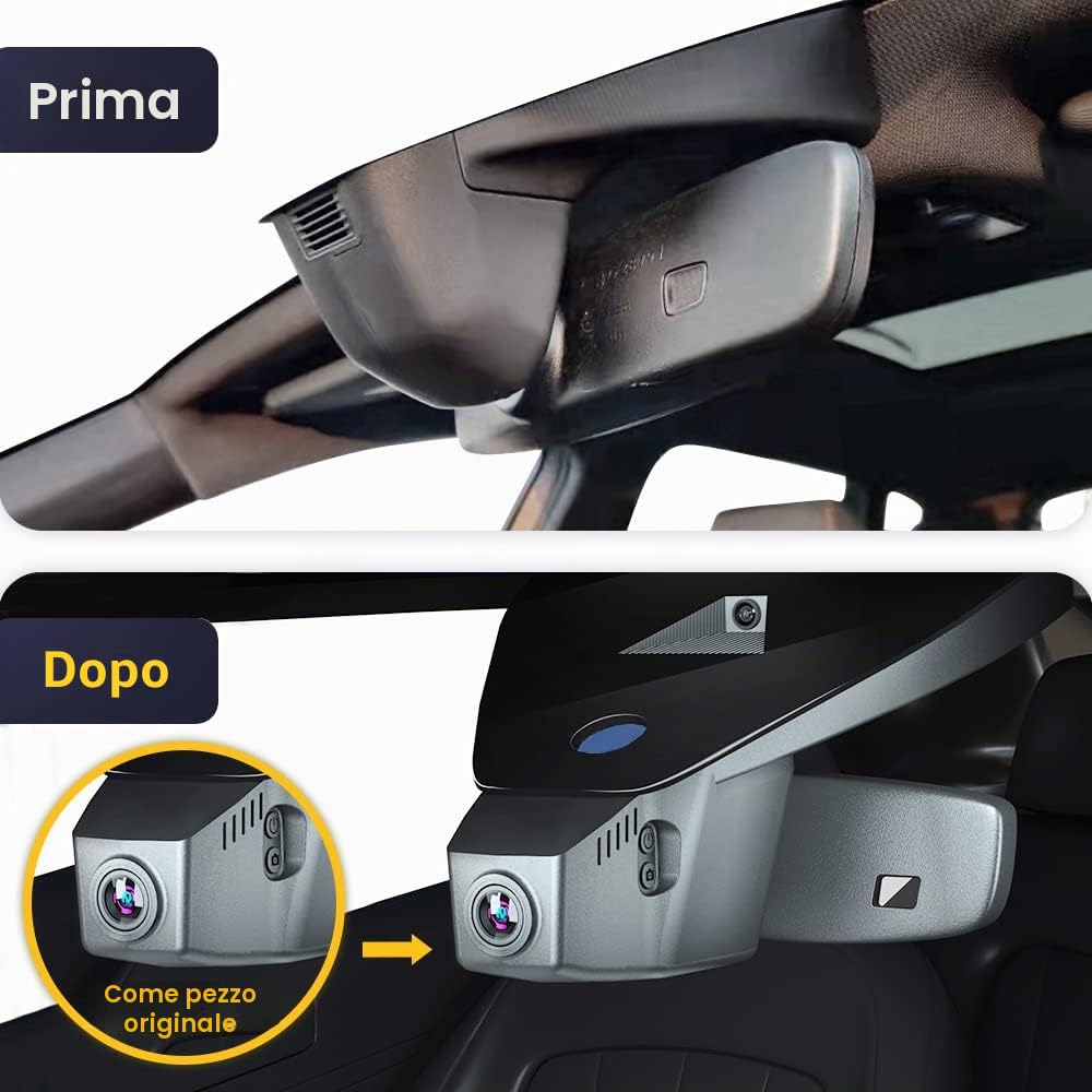 Fitcamx Dashcam compatibile con VW Passat (B8) 2016-2023 (HD2-6113), 4K autocamera WiFi 2160p UHD Video, OEM Volkswagen Accessori, G Sensor, Loop Recording, WDR, Plug & Play, 64GB Card.