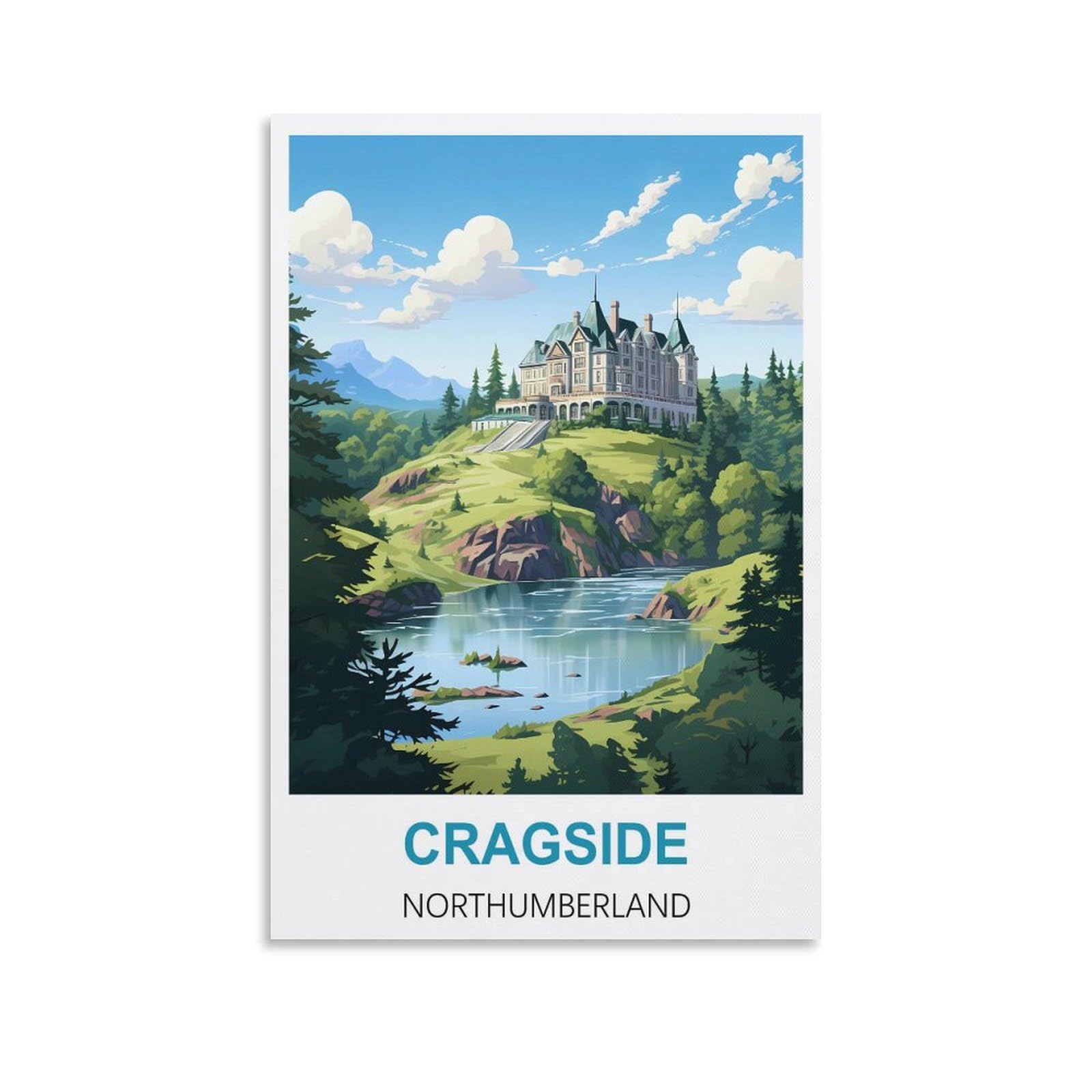 Vintage Metal Tin Sign Cragside Northumberland Kitchen Bar Novelty Gift Metal Tin Wall Décor Sign 30x30cm