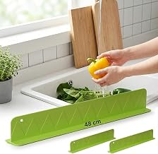2PCS - 48CM Silicone Sink Splash Guard with Strong Suction Cups | Waterproof Kitchen Sink Water Splash Protector | Flexible Anti-Splash Baffle for Countertop & Stove | Bathroom & Kitchen Sink Protector