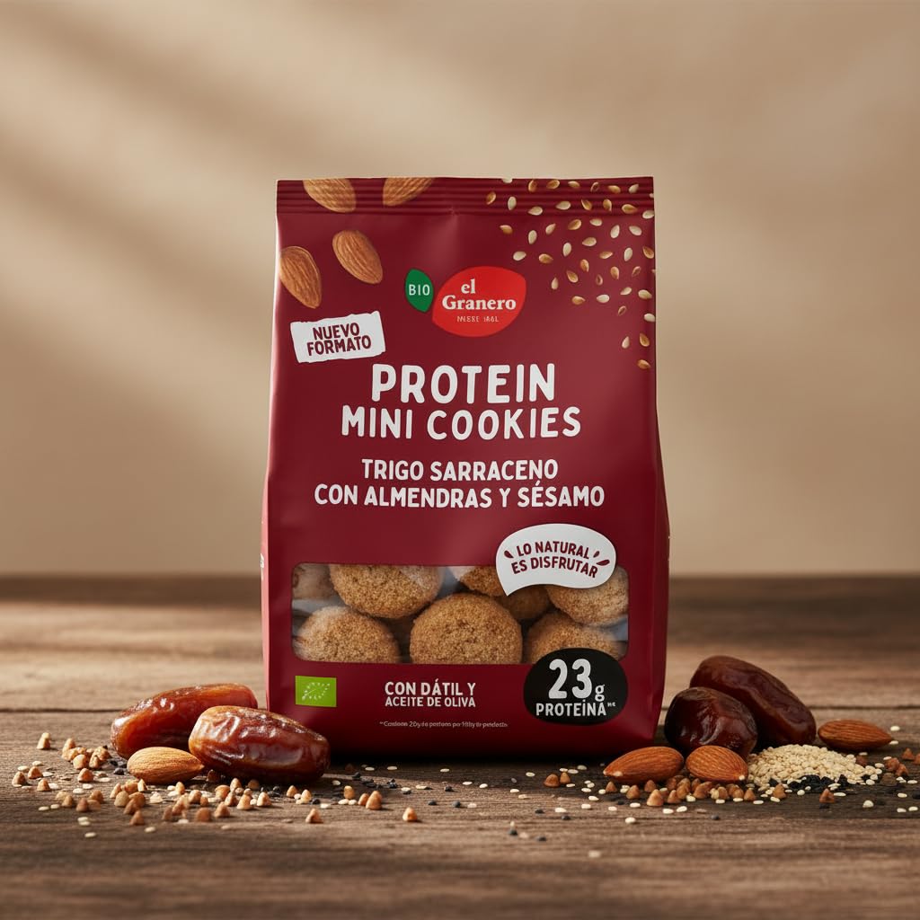 El Granero Integral Mini Cookies Proteicas de Almendra y Sesamo BIO 130 g