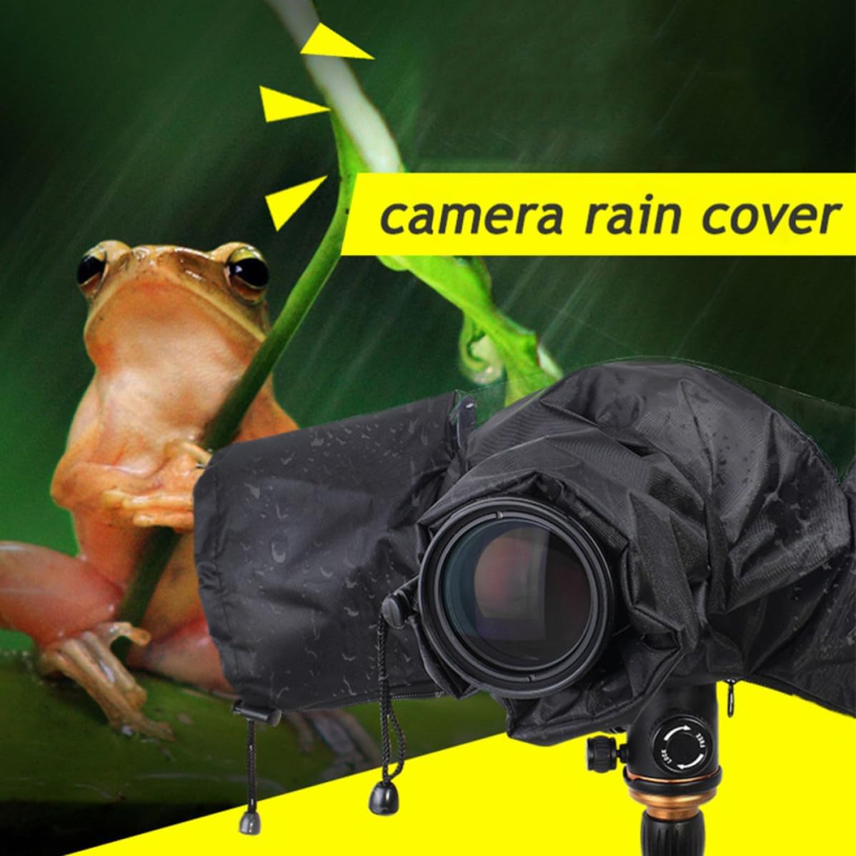 Camera Rain Cover with Elastic Adjusting Rope Waterproof Protective Cover Sturdy Nylon and Plastic Material for DSLR Cameras and Lenses for Rainy Season and Seaside Photography