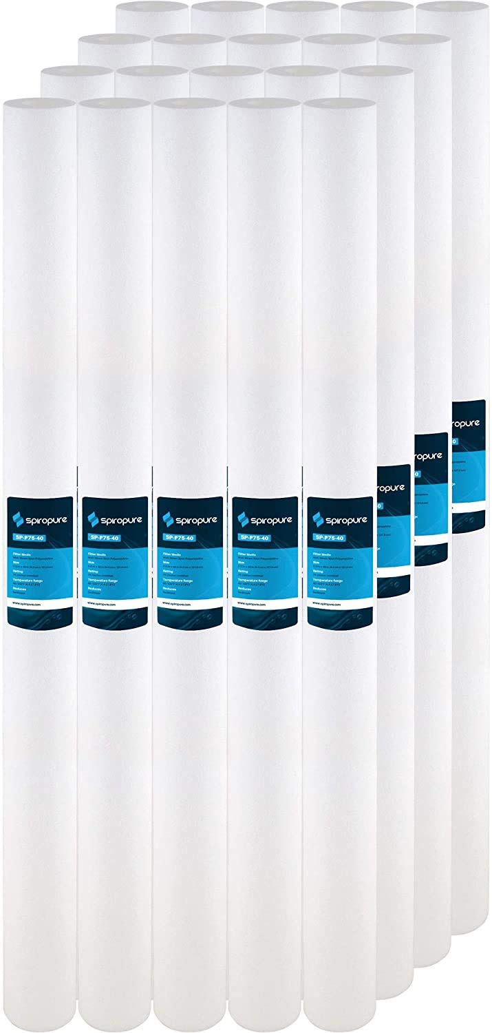 SpiroPure SP-P75-40 40x2.5 75 Micron Spun Melt-Blown Polypropylene Sediment Water Filter Cartridge SDC-25-4075 (Case of 20)