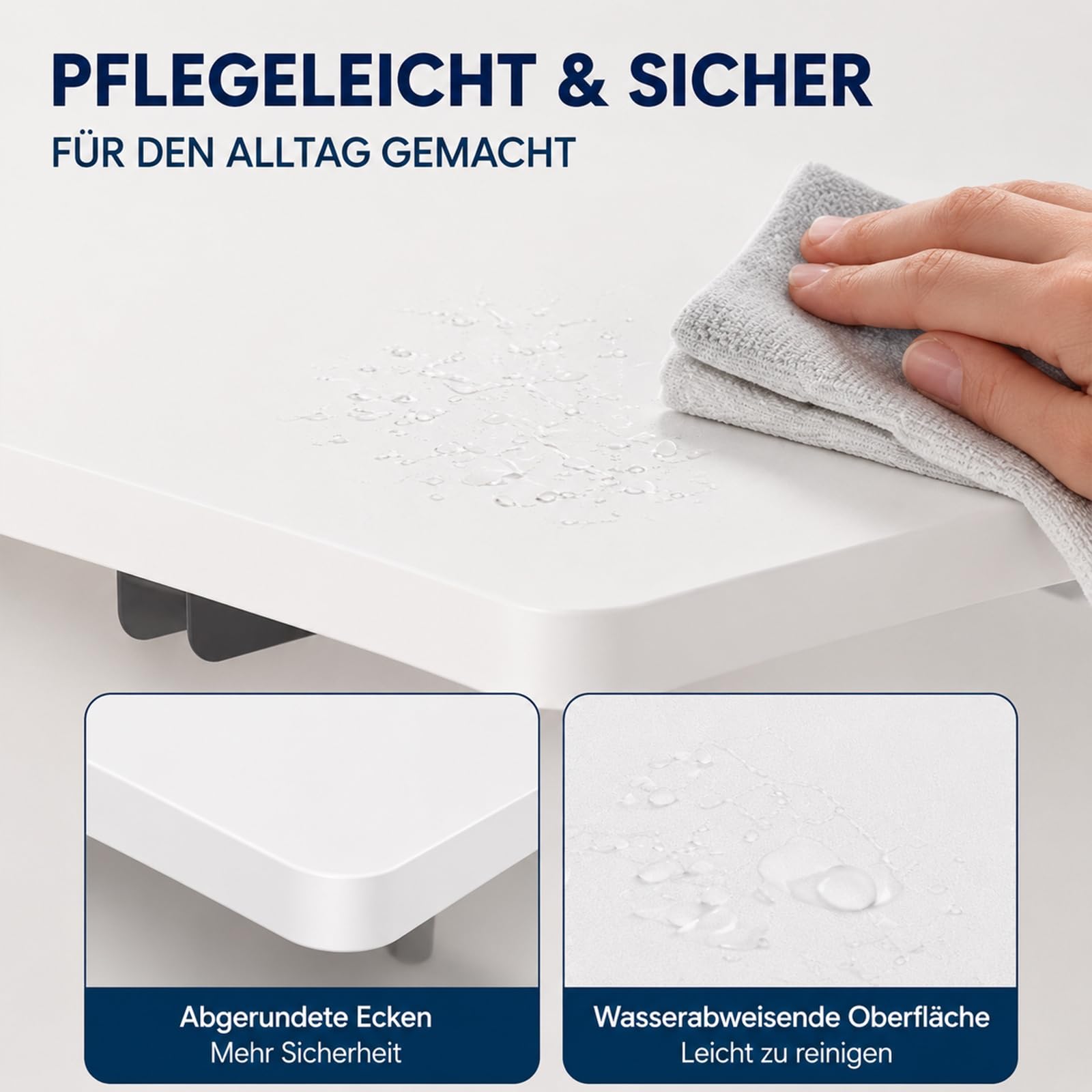 Wandklapptisch 60x40 cm Weiß, Klapptisch Wandmontage, 40 kg | Platzsparender Klapptisch aus Holzwerkstoff und Stahl, ideal als Esstisch, Schreibtisch oder Küchentisch.